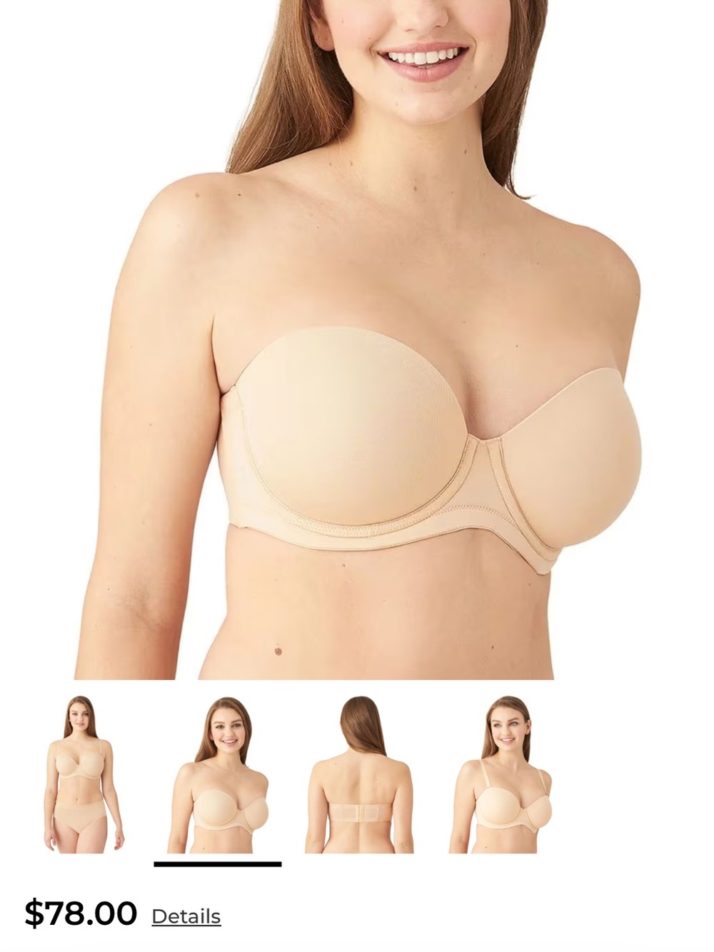 Wacoal Strapless Contour Bandeau Bra - Beige